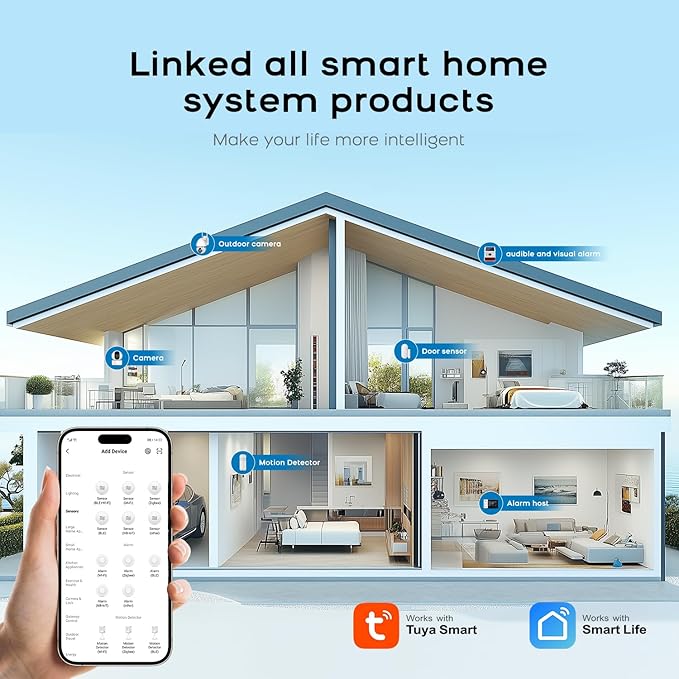 Home Security System,Wireless Alarm System with 4G SMS/Tuya App Instant Alerts,Motion Detector,Door Alarm Sensors,Remote,Work with Alexa and Google,21 Piece Kits for Home,Villa,No Monthly Fee