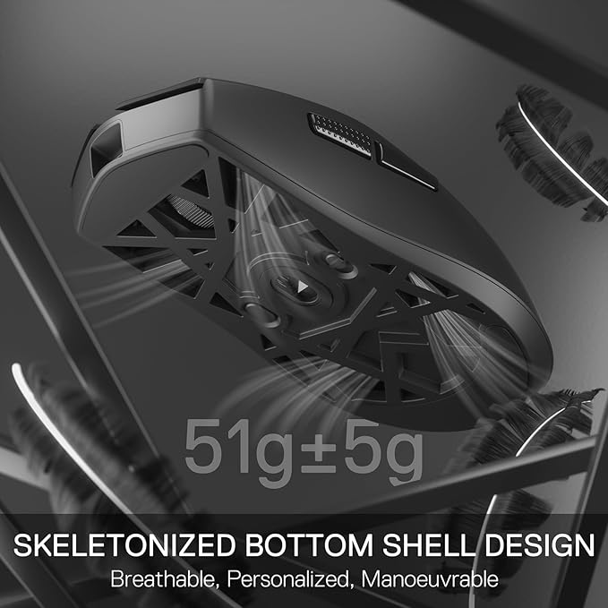 Redragon M922 PRO 3-Mode Wireless Gaming Mouse, 51G Ultra-Light 26K DPI Mouse w/Ergonomic Natural Grip Build, Full Programmable Buttons, Software Supports DIY Keybinds & DPI