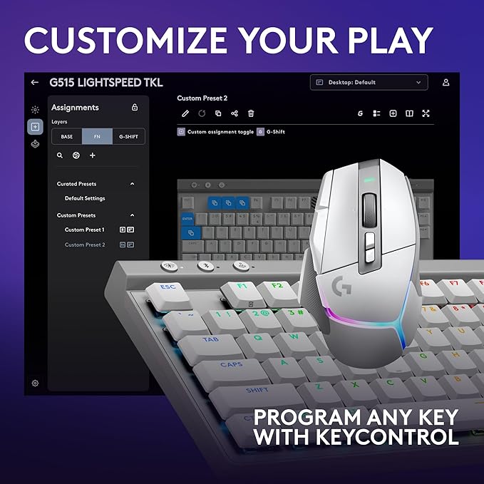 Logitech G502 X Plus Lightspeed Wireless Gaming Mouse + G515 TKL Wireless Gaming Keyboard (Tactile) Bundle: White