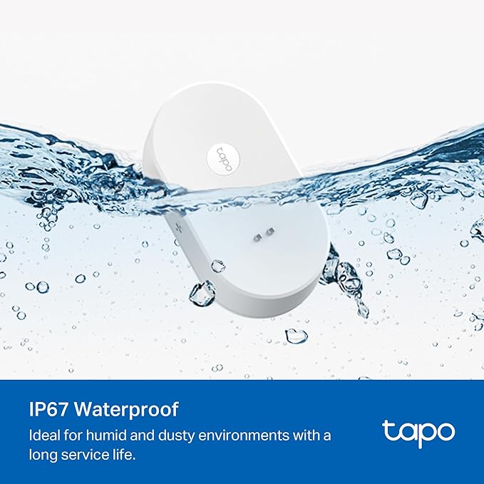TP-Link Tapo Smart Water Leak Detector, Requires Tapo Hub, Water Leak Sensor Wi-Fi with Rapid Dripping Detection, 90dB Adjustable Alarm, App Alerts, Compatible with Alexa and Google Home, T300