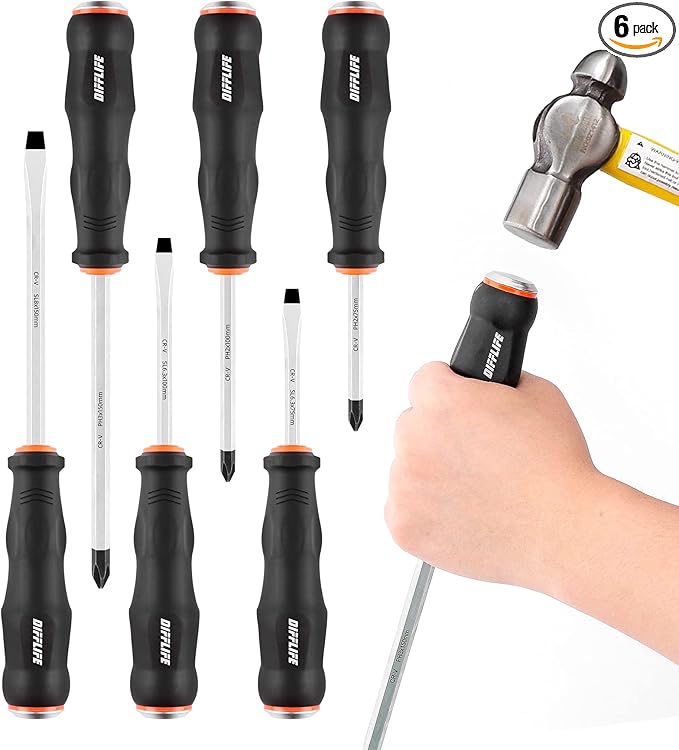 Screwdriver Sets Screwdriver Kit 6-Piece, Professional Cushion Grip Insulated Magnetic Tip Electrician Screwdriver Kits (6-Piece)