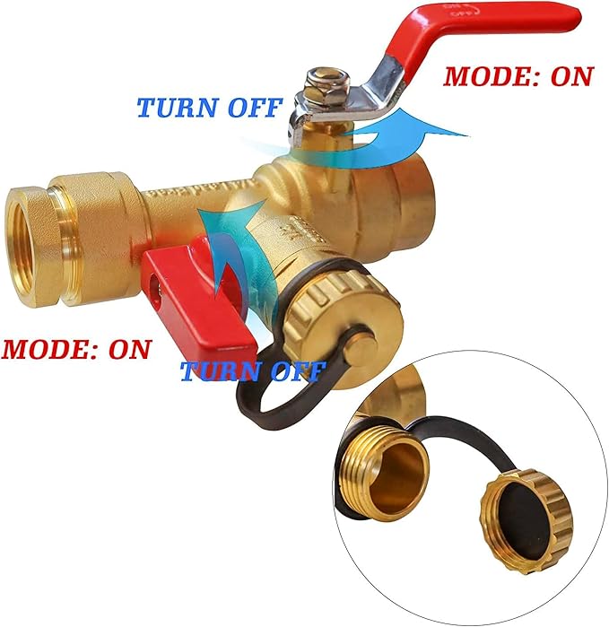 3/4 Inch IPS Isolator Tankless Water Heater Service Valve Kit, with Pressure Relief Valve, Clean Brass