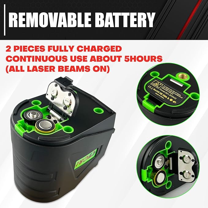 Laser Level,100ft/30m Self-Leveling Laser Level,Green Cross Line Laser,Vertical and horizontal lines,3 Brightness Adjustment,Rotates 360 Degrees,Includes a Carrying Pouch and Battery IP54 Waterproof