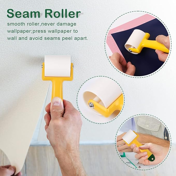 WRAPXPERT Wallpaper Smoothing Tools,Wallpaper Tool Kit with Squeegee Smoother,Seam Roller,Wallpaper Brush for Wallpaper Hanging,Contact Paper,Vinyl Application,Wallpaper Paste