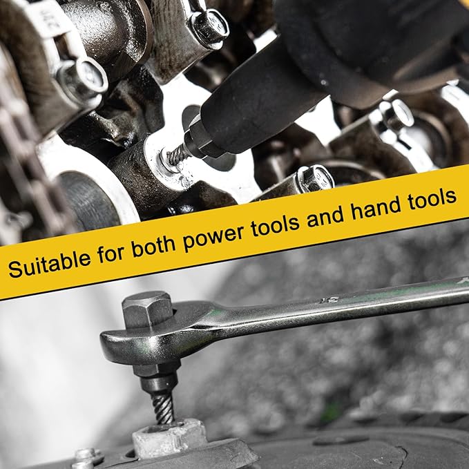 Topec Easy Out Screw Extractor Set 13-Piece, Multi-Spline Easy Out Bolt Extractor Kit, CR-MO Steel Hex Head Remover for Stripped, Broken, Rounded, Rusted Bolts, Screws and Nuts