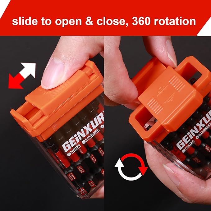 Impact Square Screwdriver Bits Set,45 Pcs 2" Magnetic (SQ1/SQ2/SQ3) S2 Steel Multi Driver Bits with Storage Colorful Box