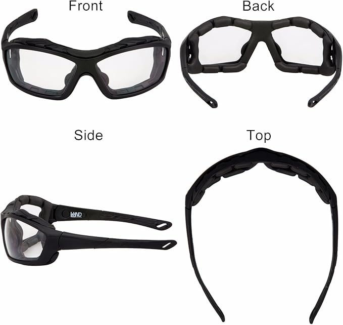 WYND Blocker Motorcycle Riding Glasses Extreme Sports Wrap Sunglasses (Black/Clear)