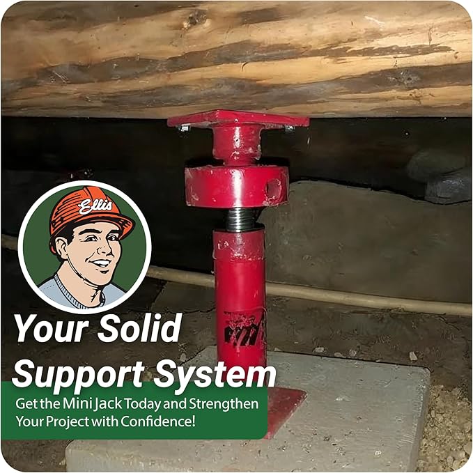 Ellis Manufacturing Adjustable Mini Screw Jack Post – House Jack for Foundation, Floor Leveling, and Concrete Bracing – 15,000 lb Max Load Capacity – 5.5" Adjustment