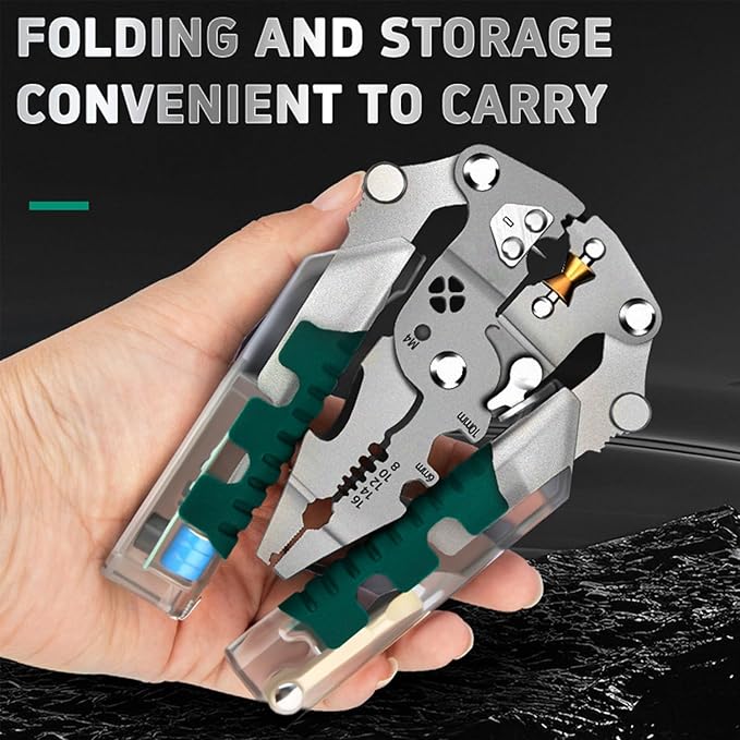18 In 1 Folding Stylus Screwdriver Wire Stripper, 2025 New Foldable Wire Strippers with Voltage Detector, Compact Multi-tool Wire Stripping Pliers, Electrician Pliers for Cutting & Pulling Wires Cable