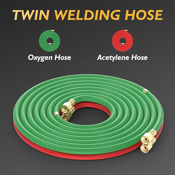 TOOLIOM Oxygen & Acetylene Torch Kit, Gas Cutting Welding Torch Set Welder Tools with Regulator Gauges Nozzles Hose