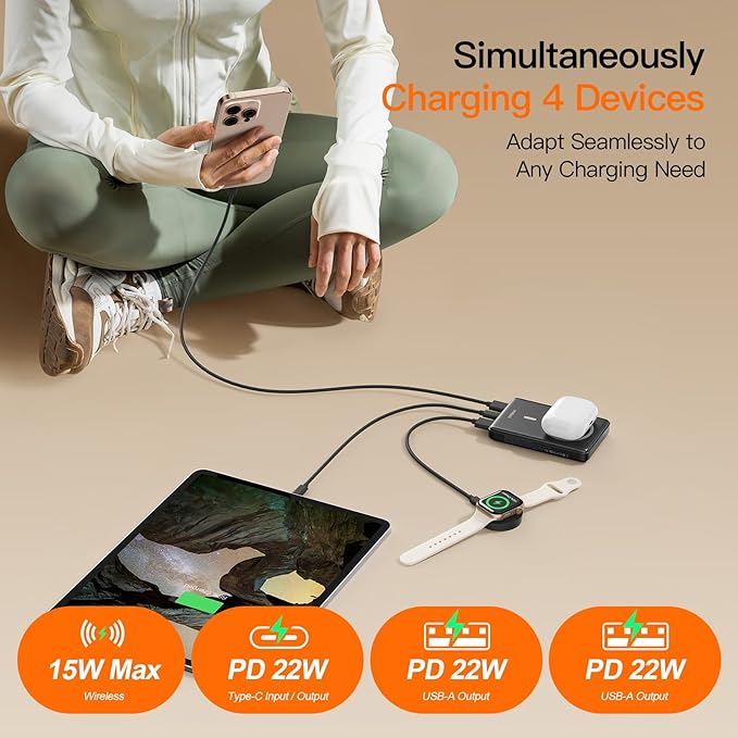 Magnetic Portable Charger, 16800mAh Wireless Power Bank, with 20W USB-C Fast Charging and LED Digital Display Magnetic Battery Pack, Compatible with iPhone 17/16/15/14/13/12 Full Series (2025)