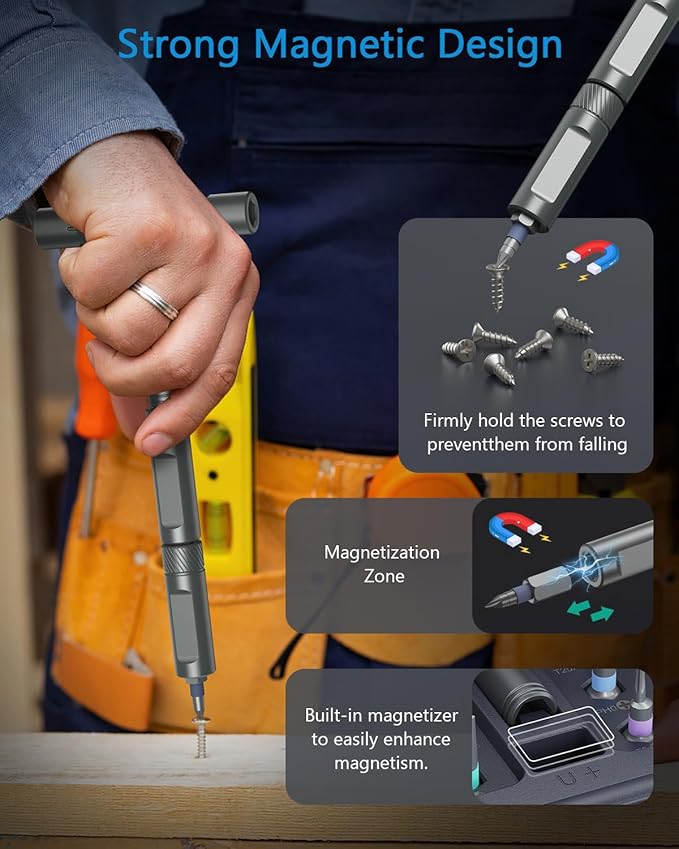 AMIR 42 in 1 Ratchet Screwdriver Kit with 40 PCS Magnetic Bits, Repair Screwdriver Set with Rotatable Ratchet Handle, Versatile Handle Screw Driver Set with Carry Case(Gray)