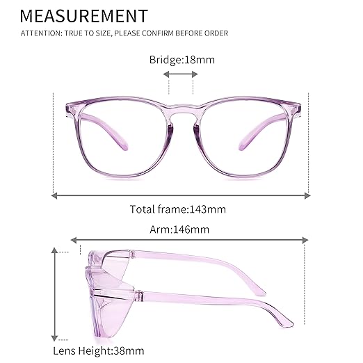 Alsenor Safety Glasses Anti Fog Goggles Protective Eyewear Blue Light Blocking Anti Dust UV Protection Glasses For Men Women (2 Pack (Sky-Blue + Lilac))