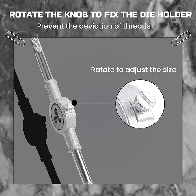 40pcs Metric Tap and Die Set, Metric Standard Rethreading Tool Kit, Coarse and Fine Threads for Cutting External and Internal Threads, Essential Repair Tool Kit with Thread Wrench