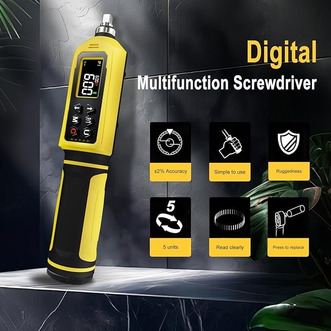 Digital Torque Screwdriver Set, 0.8-53.1 in-lbs/0.09-6 Nm, 45 PCS 1/4" Inch Pound Torque Wrench Screwdriver with Buzzer, LED Indicator & Vibration, 9 Preset Modes, ±2% Accuracy for Precision Work