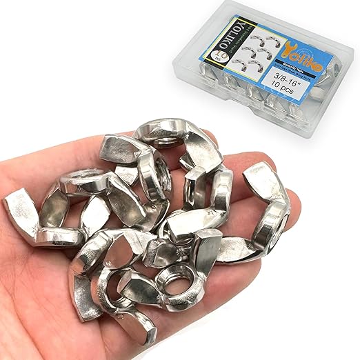 10 Pcs 3/8"-16 Wingnuts 304 Stainless Steel Wing Nuts Fasteners Parts Butterfly Nut, Hand Twist Tighten Hardware Nuts Butterfly Wing-Nut