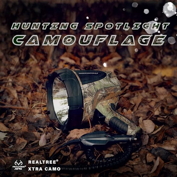 GOODSMANN Spotlight Camo Hunting Spot Lights 12 Volt Marine Spotlight Tacticpro 1500 Lumen Realtree® Xtra Halogen Boat Spotlighting 9924-H102-01