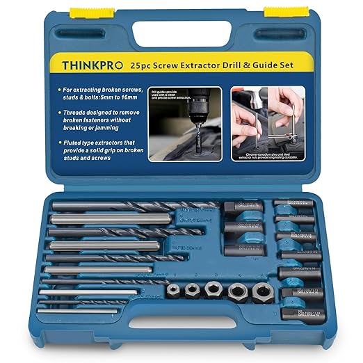 Broken Bolt Extractor, 25 PCS Drill Bit Extractor Set,Easy Out Drill Bit Guides,Drill Extractor Kit for Removing Stripped,Damaged,Rusted, Rounded-Off Bolts, Automotive Nuts & Screws