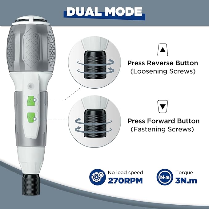 WORKPRO Electric Cordless Screwdriver Set - 4V USB Rechargeable Lithium-ion Battery Screwdriver Kit with LED Light - Small Screwdriver with 7pcs Bits for Home, Office, Apartment - White