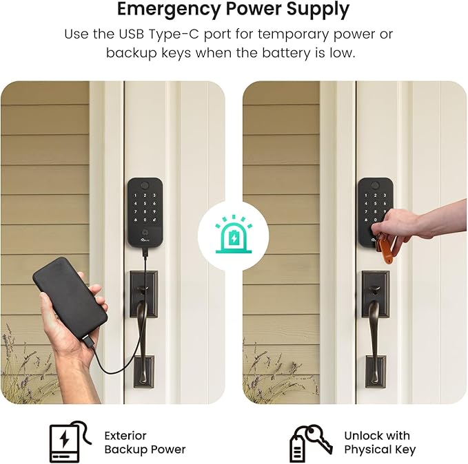 TREATLIFE Smart Door Lock with WiFi Bluetooth Gateway, Keyless Entry Door Lock with Code, Fingerprint and Keypad Deadbolt for Front Door, App Remote Control, Auto Lock, Black