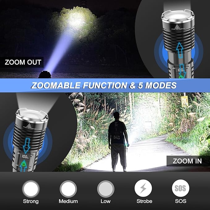 WINDFIRE Flashlights High Lumens Rechargeable, Super Bright LED Flashlight, Powerful Tactical Flashlights, Brightest Waterproof Zoomable Handheld Flash Light High Powered for Camping Emergencies