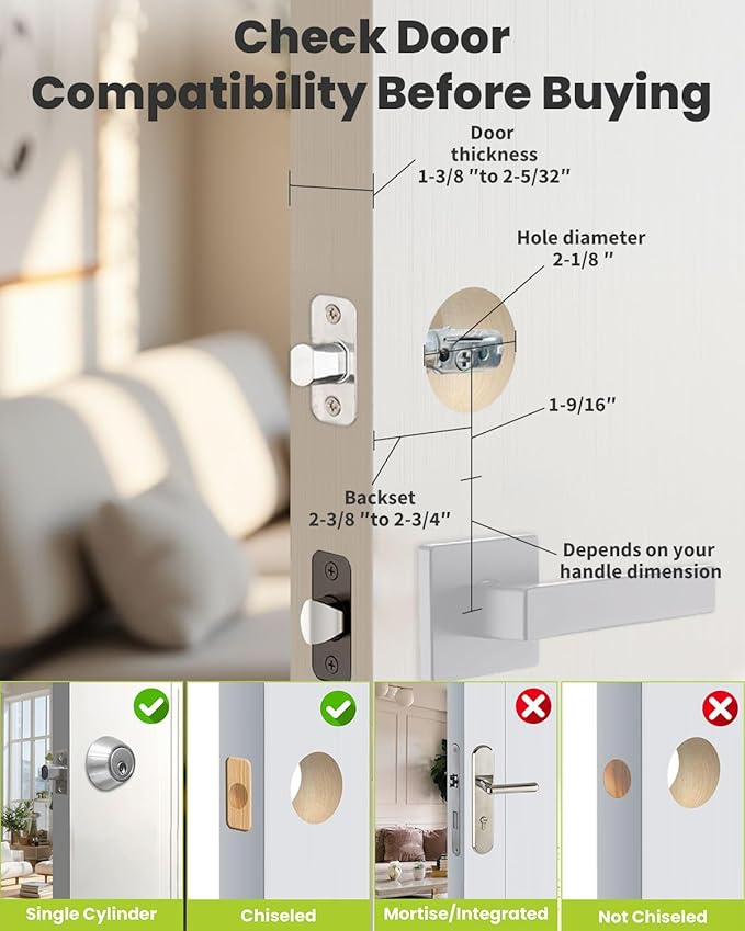 Keyless-Entry Deadbolt Smart Lock Waterproof IP56 Digital Exterior Locks for Front Door,Smartphone Control Fingerprint Door Lock with Keypad and Key Fob Satin Nickel - UF02-SN GreenShield
