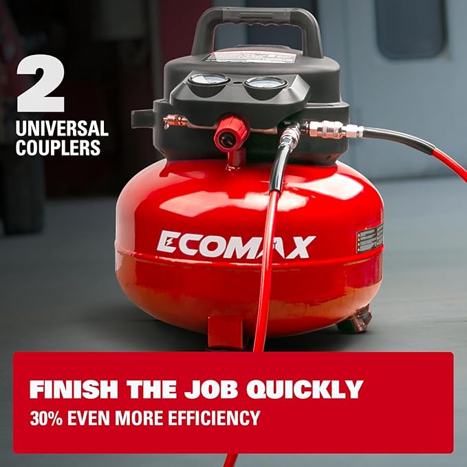 Air Compressor, 6-Gallon Pancake Air Compressor, MAX 175PSI, Compressor for Air Tools with 10 PCS Air Compressor Accessories Kit