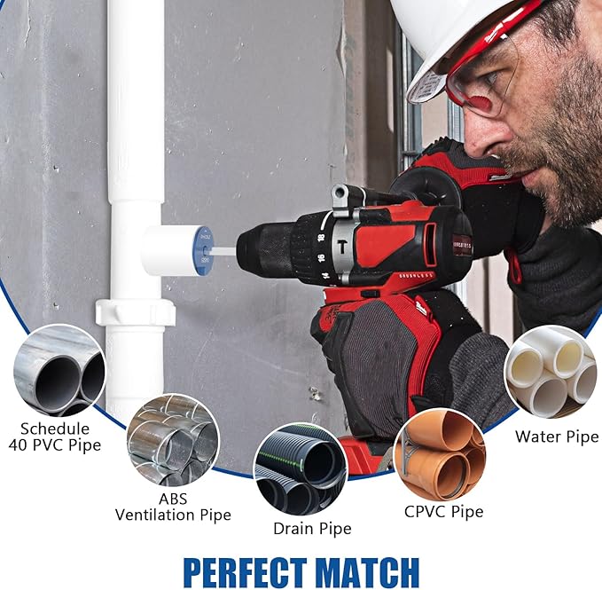XJX PPR150 PVC Pipe Reamer, 1-1/2” Head Aluminum PVC Fitting Saver Fit Into Standard 1/2" Drill and 3/8" Hex Shaft