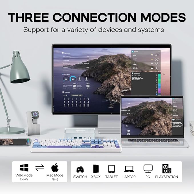 EPOMAKER Aula F108 Wireless Gaming Keyboard, Full Size Mechanical Keyboard with 4000mAh Battery, 108 Hot-Swappable and Programmable Keys, RGB Backlight, for Mac/PC/Android (White&Blue)