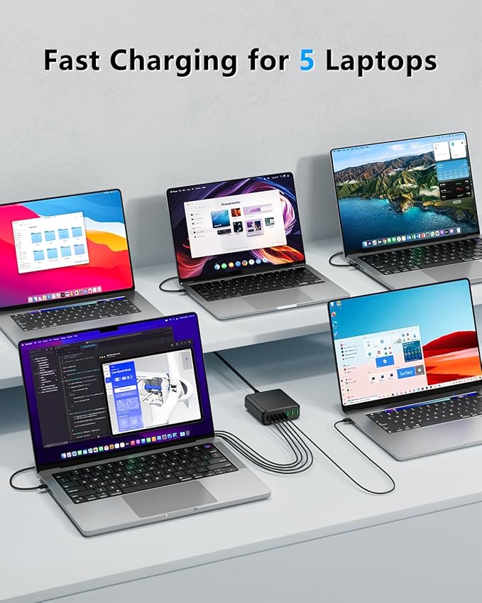 500W USB C Charger Block, 8-Port USB C Charging Station Fast Charging PD 120W PC Laptop Charger Adapter Compatible with MacBook Pro/Air/All iPad,DELL, iPhone 16/15/14/13/Pro Max/Galaxy