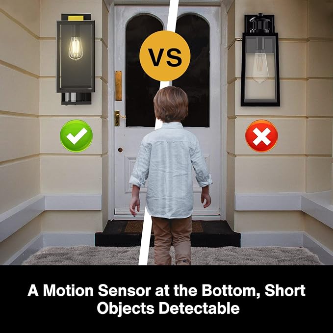 Motion Sensor Outdoor Wall Lights, Dusk to Dawn Outdoor Lighting, Modern Wall Mount Light Fixtures, 3 Modes Black Square Exterior Wall Lanterns for Outside Garage, Bulb Not Included