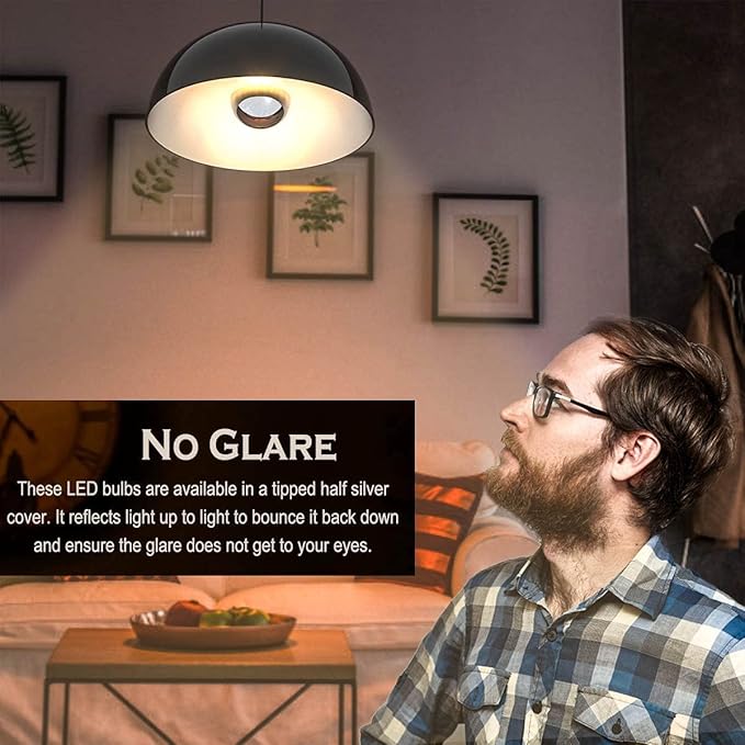 Half Gold Light Bulb Dimmable, 6W (Equivalent 60 Watt) G80/ G25 Globe Shape Decorative LED Light Bulb, 2700K Warm White Edison Bulb, Gold Tipped Mirror Bulb, E26 Base Pack of 2