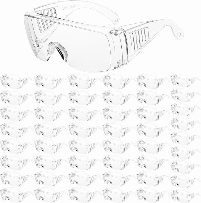 WFEANG Clear Safety Glasses bulk, Lightweight Protective Eyewear For Men Women, Over Goggles Impact Scratch Resistant