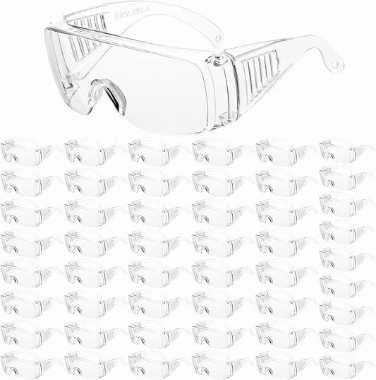 WFEANG Clear Safety Glasses bulk, Lightweight Protective Eyewear For Men Women, Over Goggles Impact Scratch Resistant