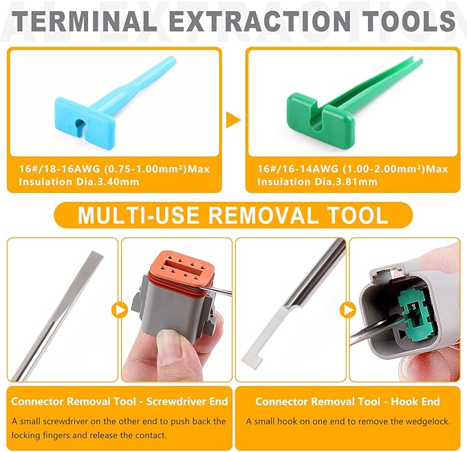 Knoweasy 540PCS Deutsch DT Connectors Kit with KN16 Deutsch Crimper- Automotive Electrical Connector,2/3/4/6/8/12 Pin DT Connectors with Removal Tool for Construction, Truck, Marine