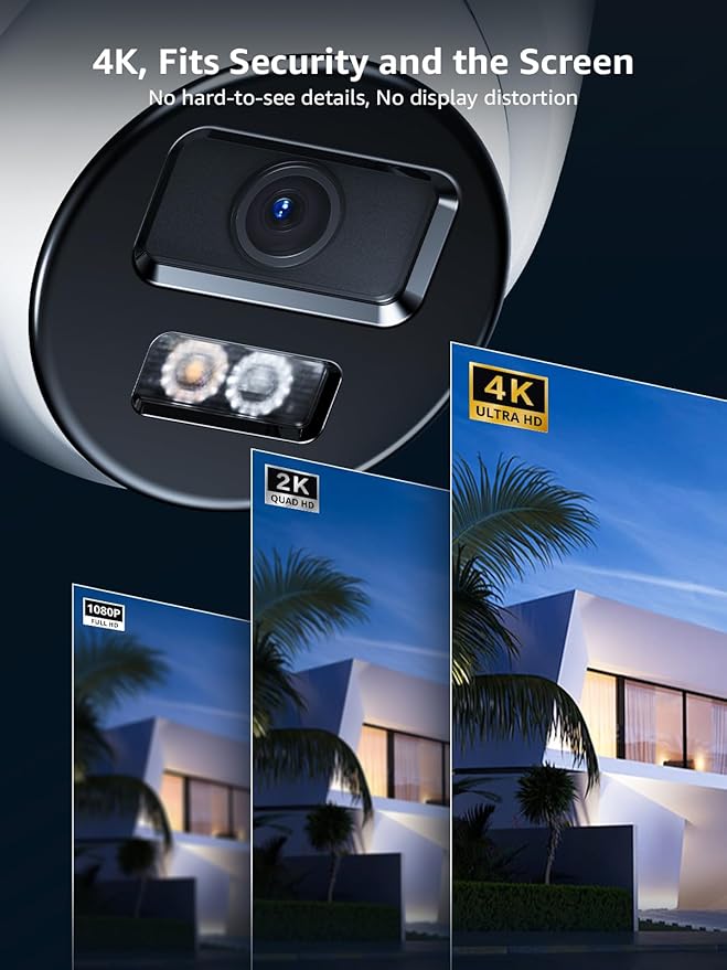 ANNKE C800 2Pack 4K Ultra HD PoE Camera AI Human Vehicle Detection, 8MP Outdoor Turret Cam with Audio, 4.0mm Lens Wide Angle, Spotlight Color Night Vision, Up to 512GB TF Card