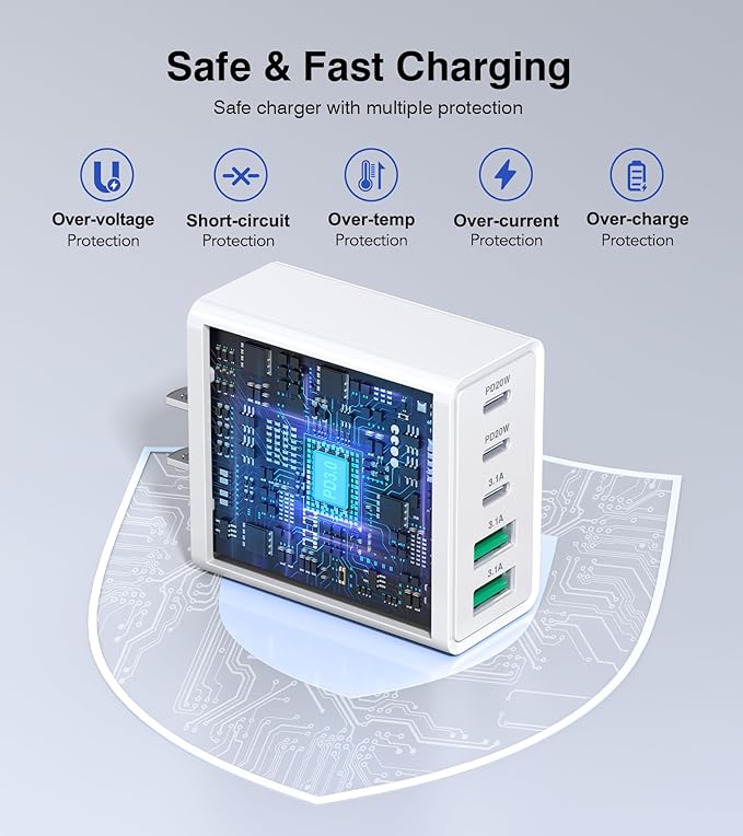 50W USB C Charger Block, 2-Pack Wall Fast Charge Cube Powered Multi-Port Plug Power Adapter Type C Brick for iPhone 16 15/15 Pro Max/14/14 Pro Max/13/13 Pro Max/12/12 Pro iPad, Motorola, LG, Huawei