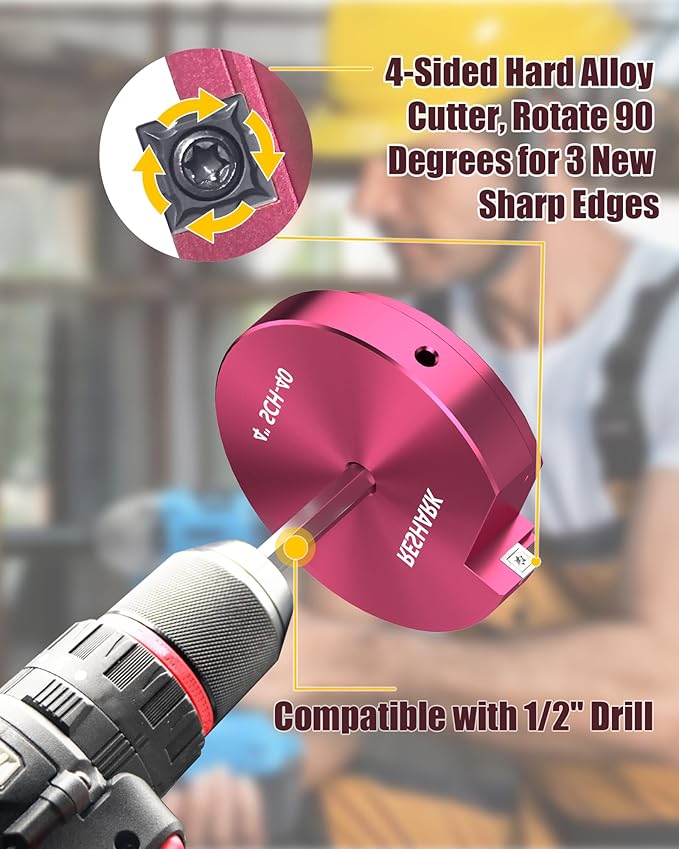 4 Pcs PVC Pipe Reamer Kit, PVC Fitsting Saver, Plastic Pipe Fitsting Reamer Socket Saver Plumbing Tool Includes 1'', 1 1/4'', 1 1/2'', 2'' for Schedule 40 Fits Standard 1/2" Drill