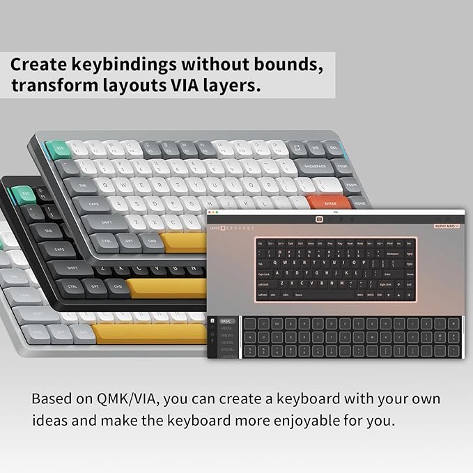 NuPhy Air75 V2 Portable 75% Low Profile Keyboard,84 keys RGB Backlight Wireless Mechanical Keyboard,Supports Bluetooth/2.4G/USB-C,Compatible with Windows/Mac OS/Linux Systems-Black Gateron Moss Switch