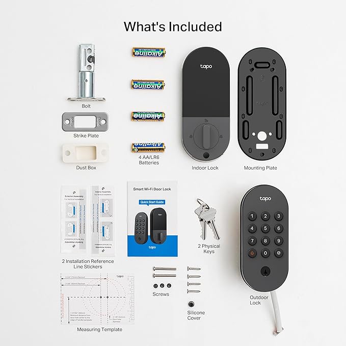 Tapo Smart Wi-Fi Deadbolt Door Lock – Keyless Tactile Buttons, Customized Access with in-App Monitoring, Auto-Lock, IP54 Weatherproof, BHMA Grade 3, Compatible with Standard Door Sizes, Tapo DL100