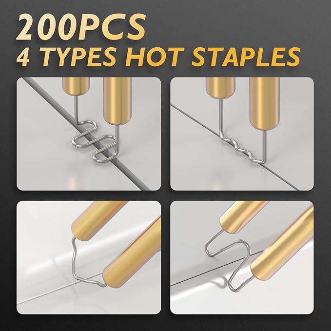 TOOLIOM 100W Portable Plastic Welder Hot Stapler Plastic Repair Kit,110V Plastic Weld Kit with 200 PCS Welder Staples,4 Types Staples Plastic Welding Gun for Car Bumper Crack Kayak Repair