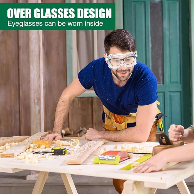 30 Pack Clear Protective Safety Goggles Lab Goggles Over Glasses Anti Fog Lightweight Eye Protection Goggles for Men Women