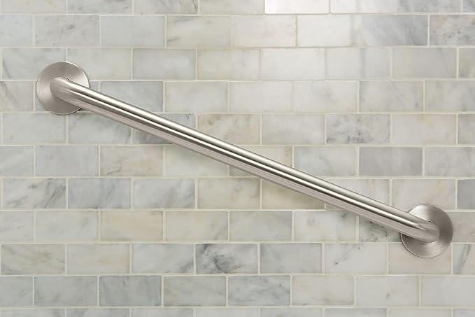 Moen Home Care Bathroom Safety 18 Inch Stainless Steel Handicap Grab Bar for Bathtub and Shower, Elderly Assistance Product with Concealed Screws, Polished Brass, 8718