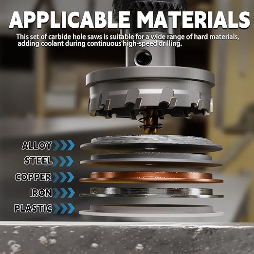 CSOOM Carbide Hole Saw 19 pcs kit, Metal Steel Hole Saw Bits, TCT Hole Cutter for Stainless Steel, Iron, Aluminum, Alloy, Plastic