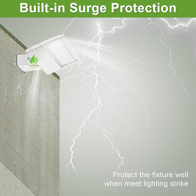 480V 150W LED Parking Lot Light, Dimmable 21000LM 5000K, Built-in Surge Protection, Yoke Mount, Replaces 450W MH/HPS, Outdoor Commercial Street Security Lighting Fixture, 277-480V DLC UL Certified