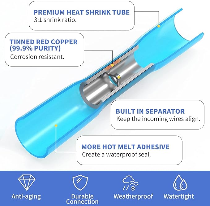 Crimping Tool Qibaok Ratcheting Wire Crimper for Heat Shrink Connectors with 250pcs Heat Shrink Wire Connectors for AWG 20-10