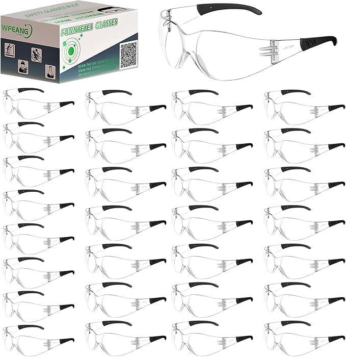 Safety Glasses ANSI Z87.1 Certified - Scratch-Resistant Protective Eyewear for Men & Women, Ideal for Construction & Shooting