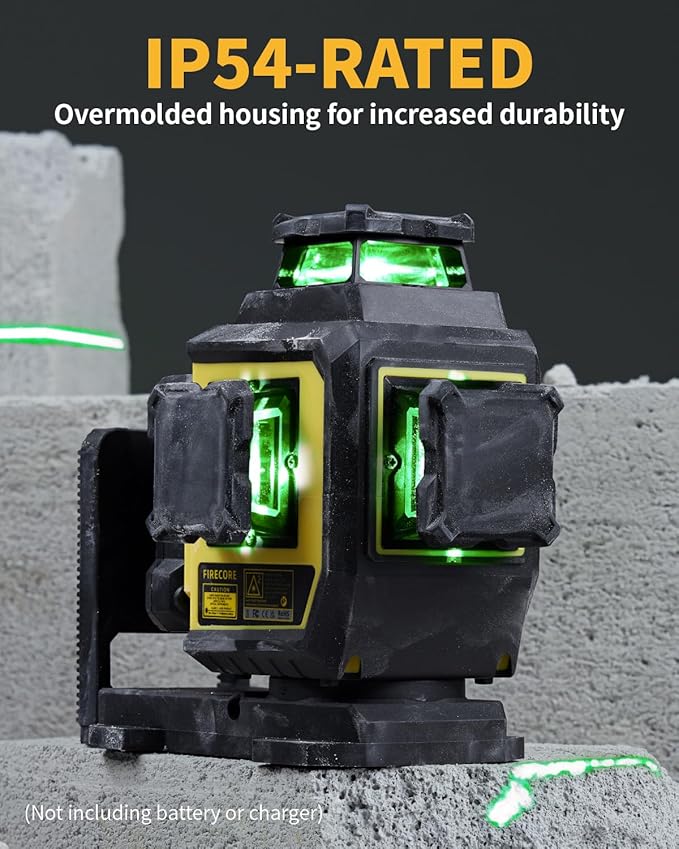 Firecore Laser Level 360 Self Leveling with Tripod, ±2mm High Accuracy, Outdoor Pulse Mode to 197 Ft, Green Cross Line Lazer Leveler Tool for Construction, 2 Rechargeable Batteries, 60" Tripod