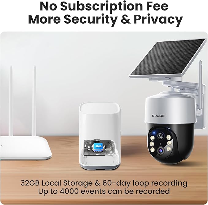 SOLIOM Security Cameras Wireless Outdoor,8MP Ultra HD for Day and Night, No Subscription,Built in Radar,Solar Powered Cameras for Home Security, 360° Pan Tilt Auto Tracking,5G & 2.4G WiFi, 4-Cam Kit