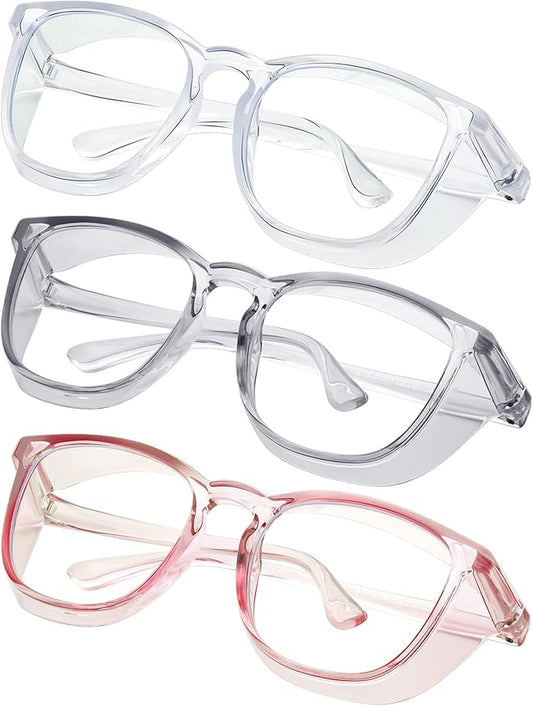 Safety glasses Goggles Nurses Protective Eyewear - Anti Fog Square Frame Stylish Clear Glasses for Women Men